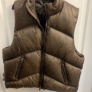 Men's Brown Puffer Vest. New quilted Gilet Vest.  Real duck feathers.